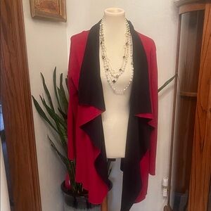 Chico's Black and Red Knit Cardigan